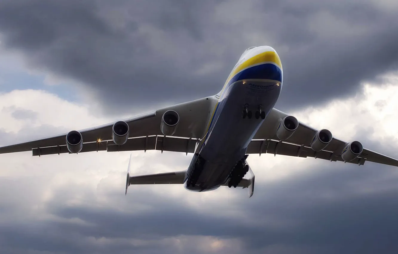 Photo wallpaper dream, clouds, engine, wings, the plane, Ukraine, Mriya, The an-225