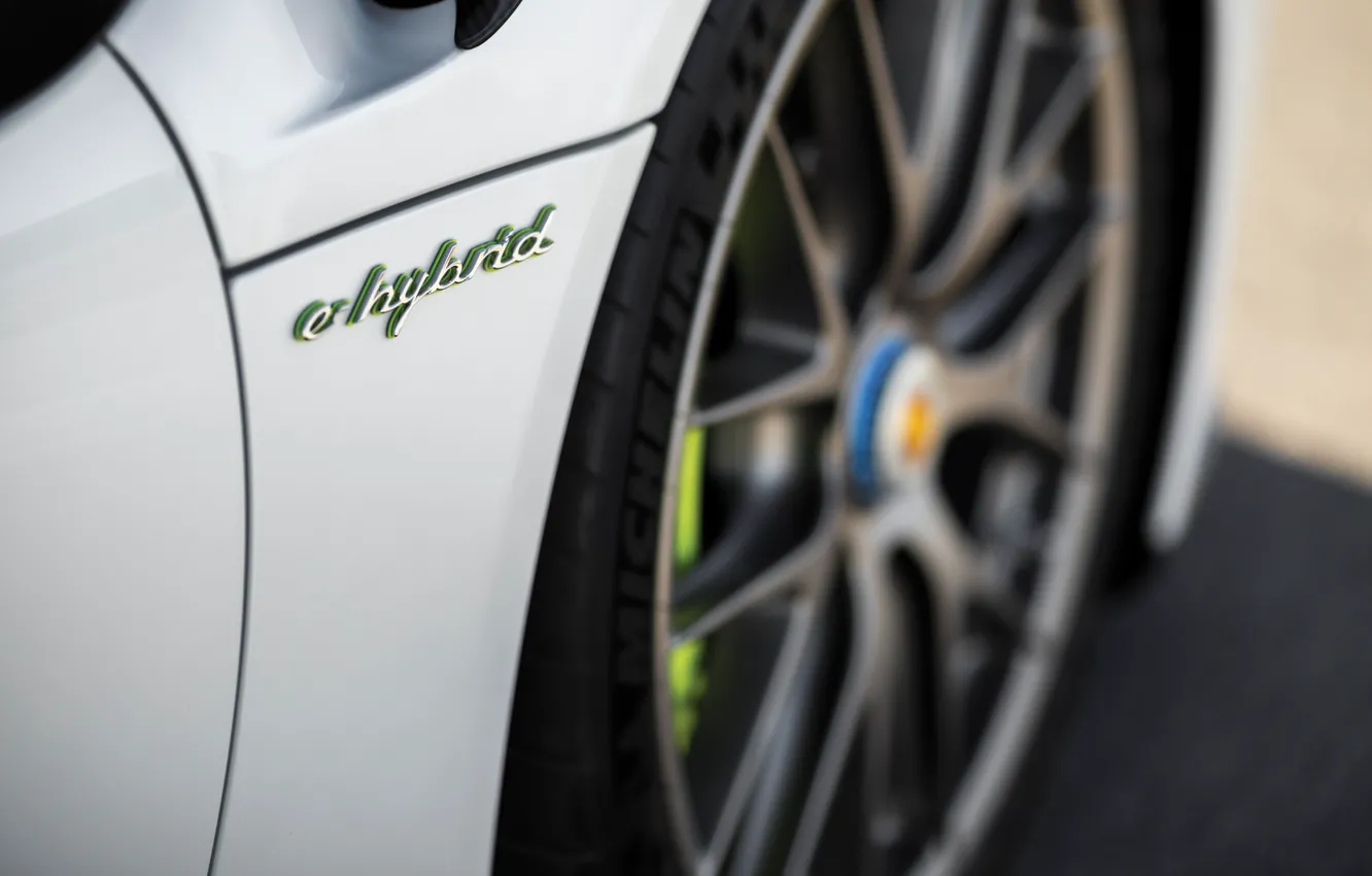 Photo wallpaper Porsche, 918, Hybrid, badge, Porsche 918 Spyder Weissach Package