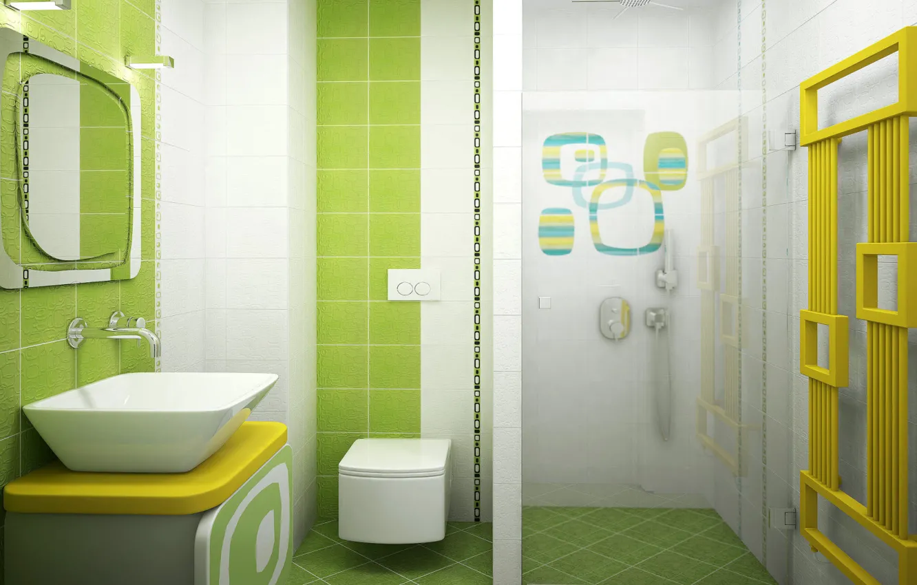 Photo wallpaper room, sink, tile, shower, bathroom