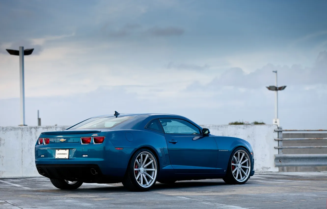 Photo wallpaper the sky, clouds, blue, Chevrolet, Chevrolet, drives, side view, blue