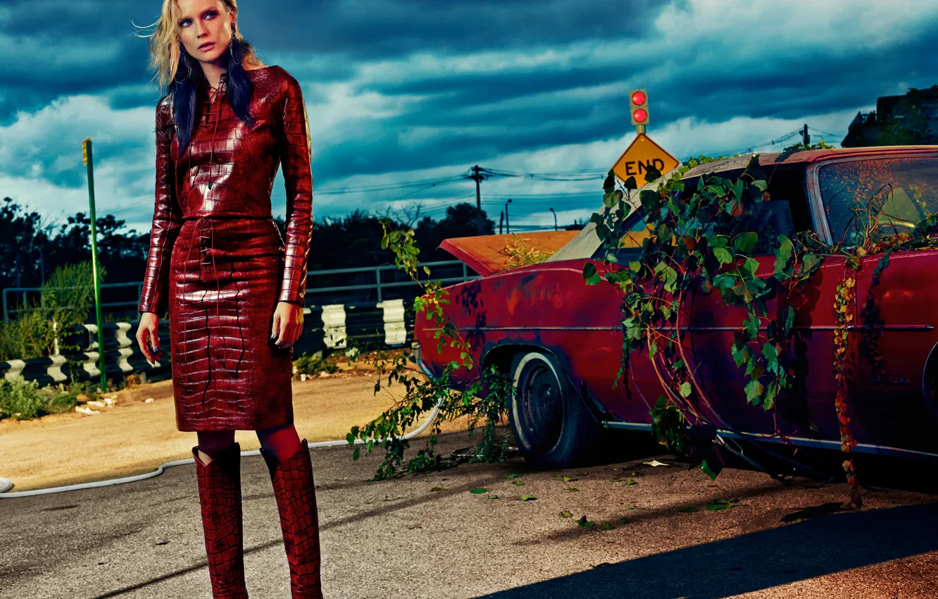 Photo wallpaper model, boots, actress, blonde, photographer, costume, car, journal