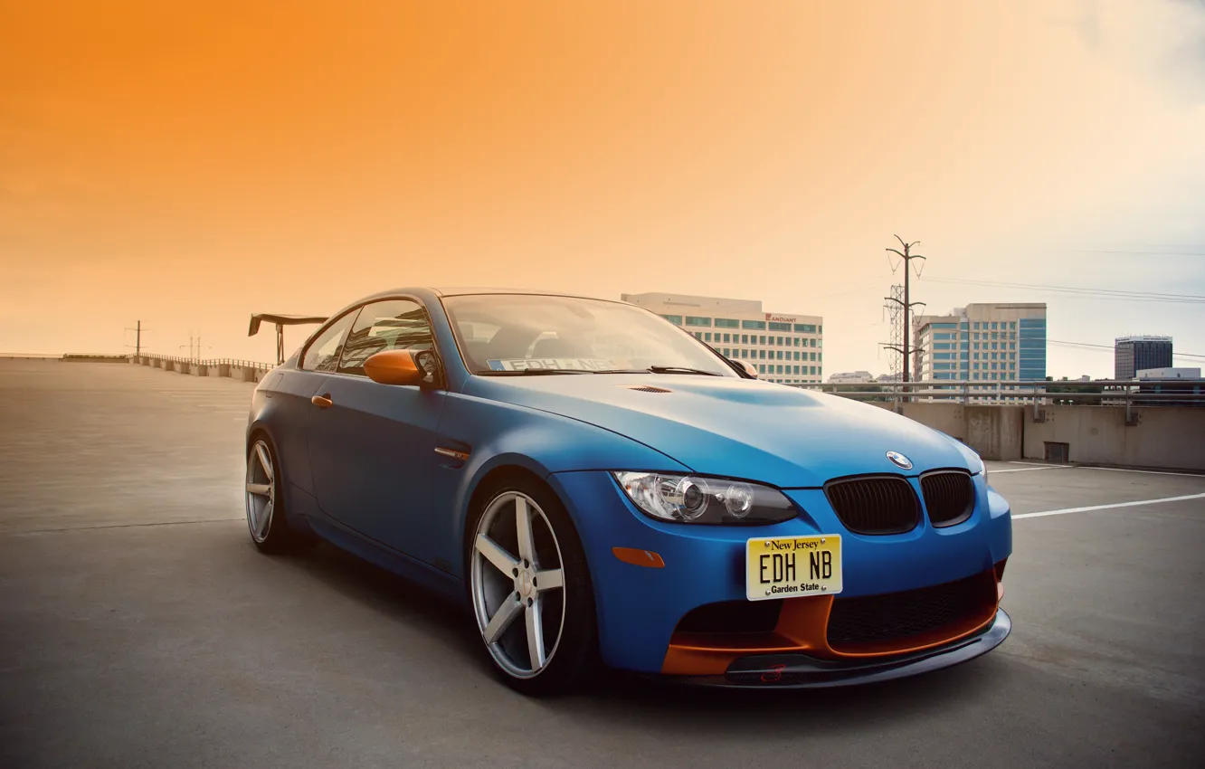 Photo wallpaper BMW, blue, tuning, E92