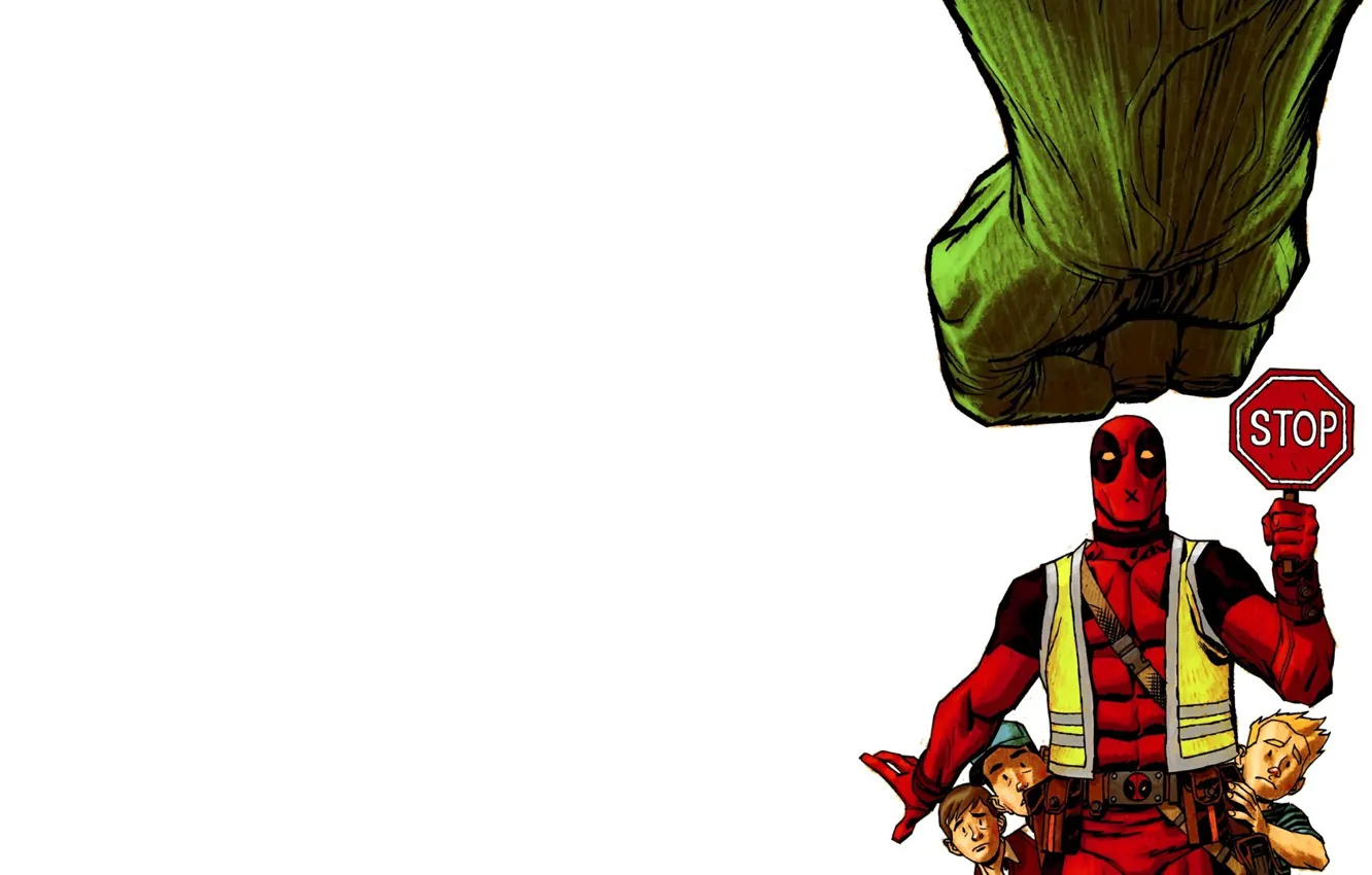 Photo wallpaper stop, Hulk, marvel, Deadpool, stop, deadpool, hulk, Comics