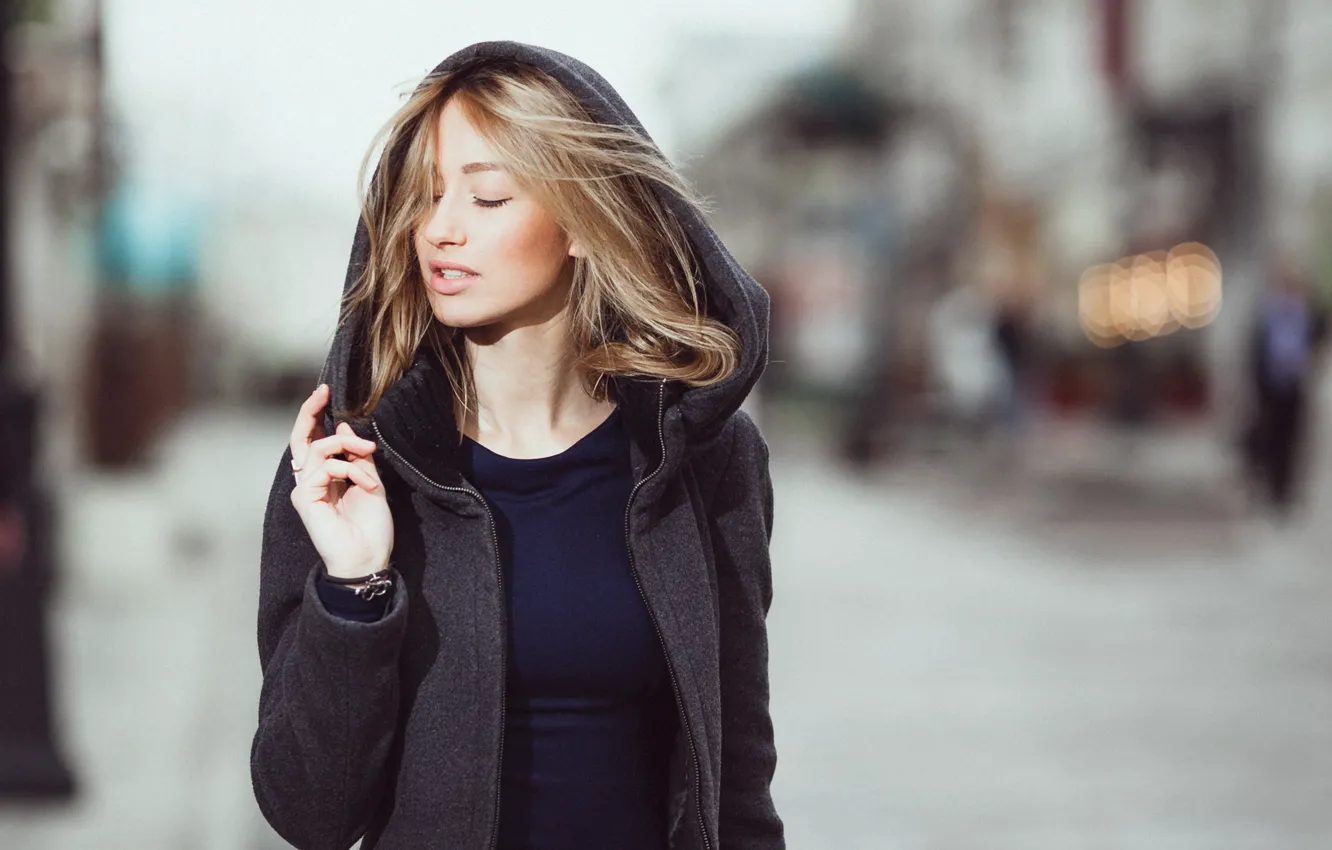 Photo wallpaper girl, street, portrait