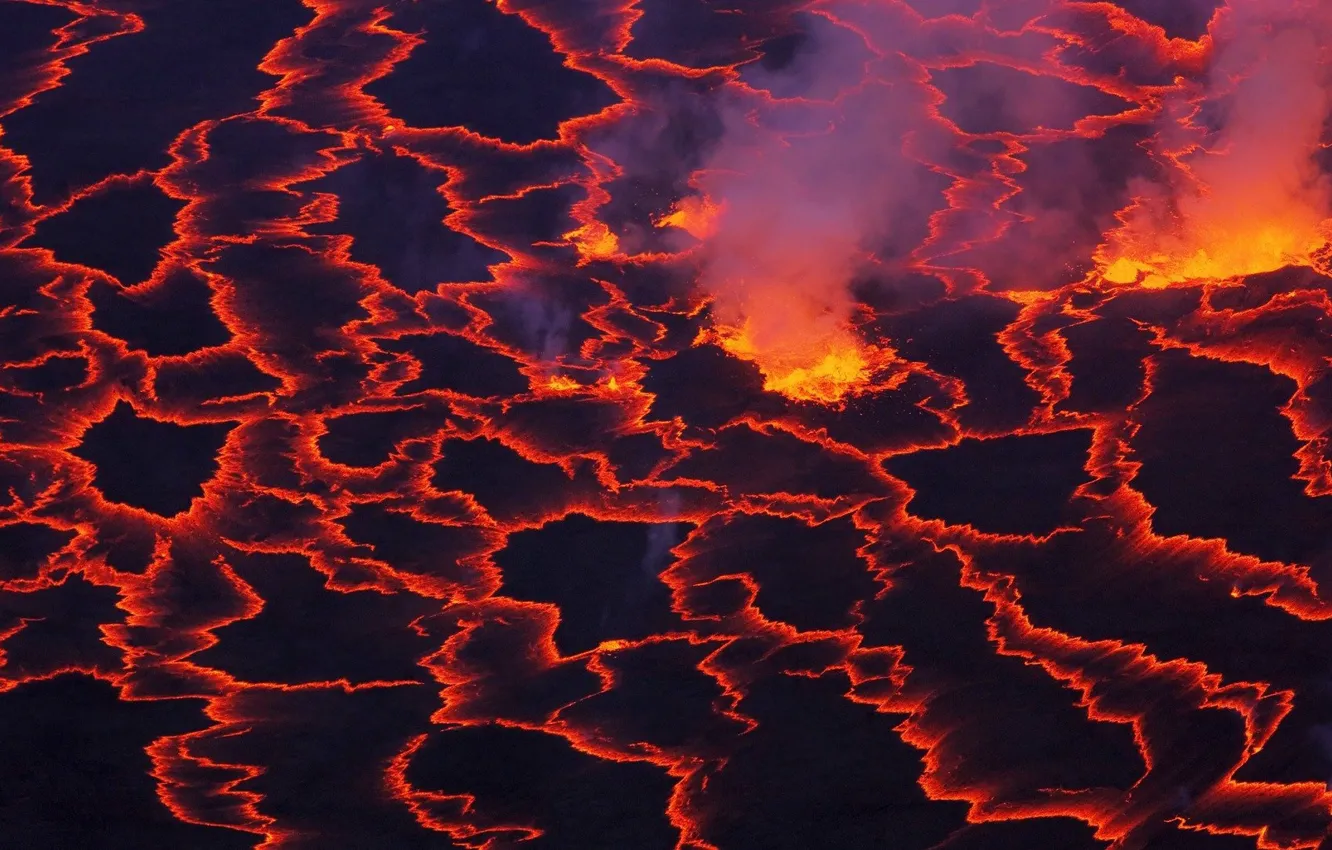 Photo wallpaper lava, volcano, crater