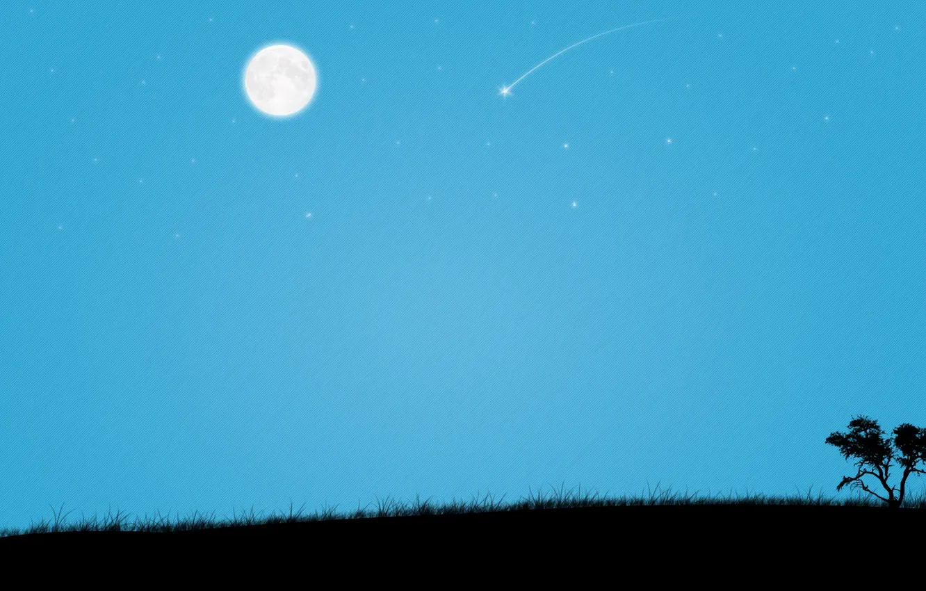 Photo wallpaper moon, three, Star Sky