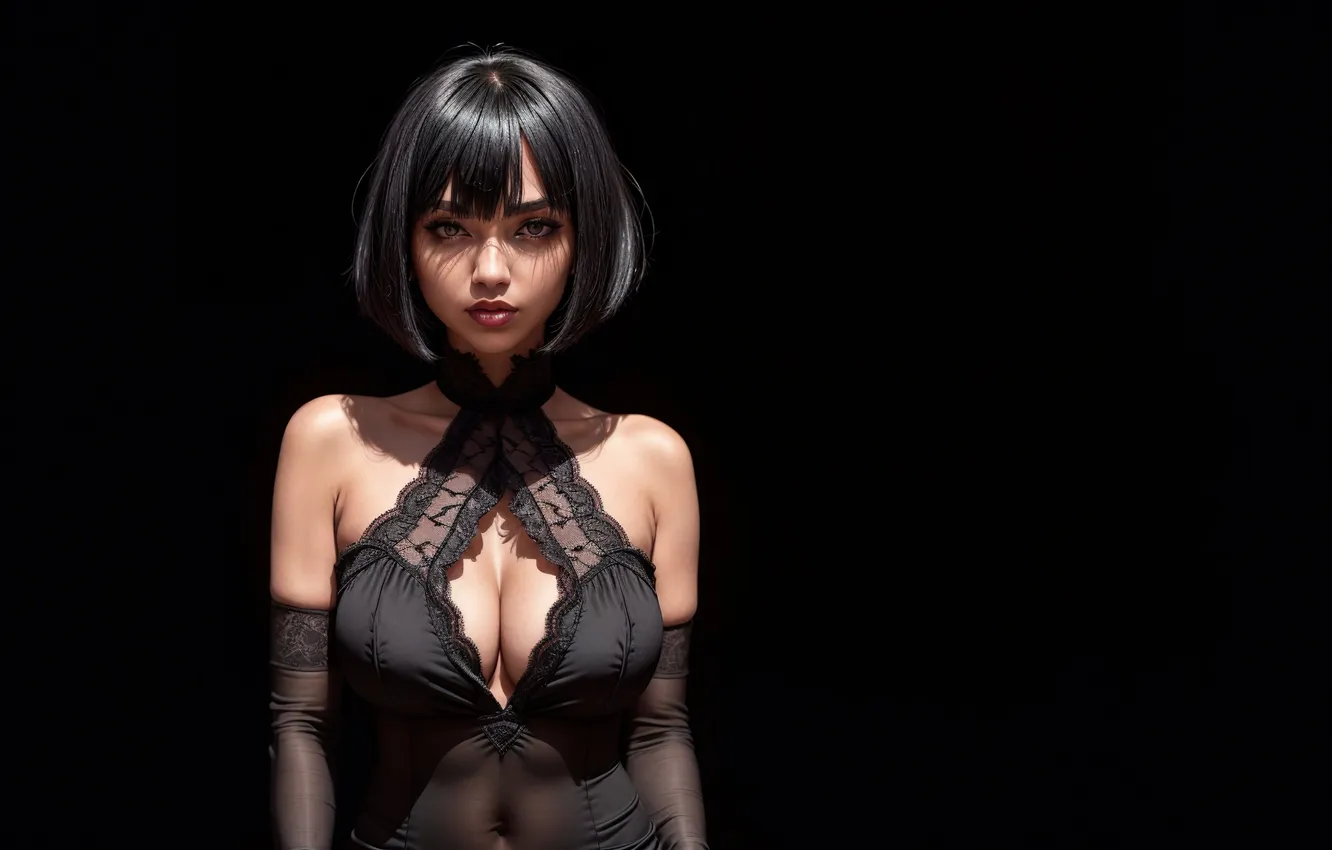 Photo wallpaper look, girl, evening dress, digital art, art work Razor127, AI ART