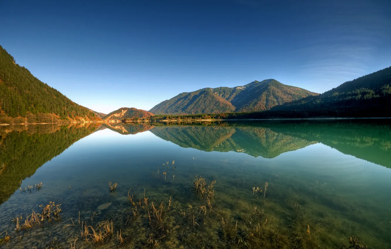 Photo wallpaper the sky, water, transparency, mountains, lake