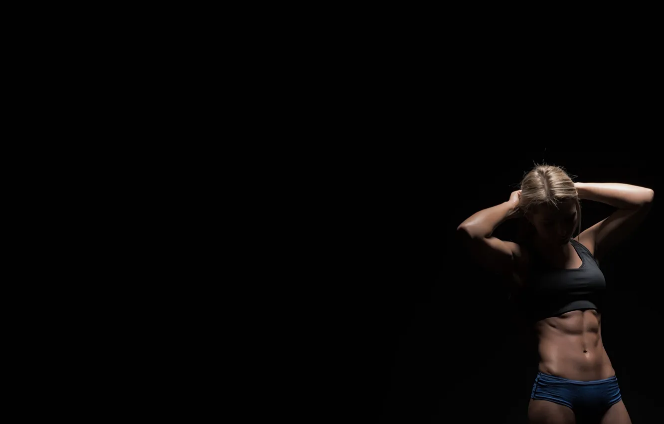 Photo wallpaper model, pose, shadows, fitness, abs