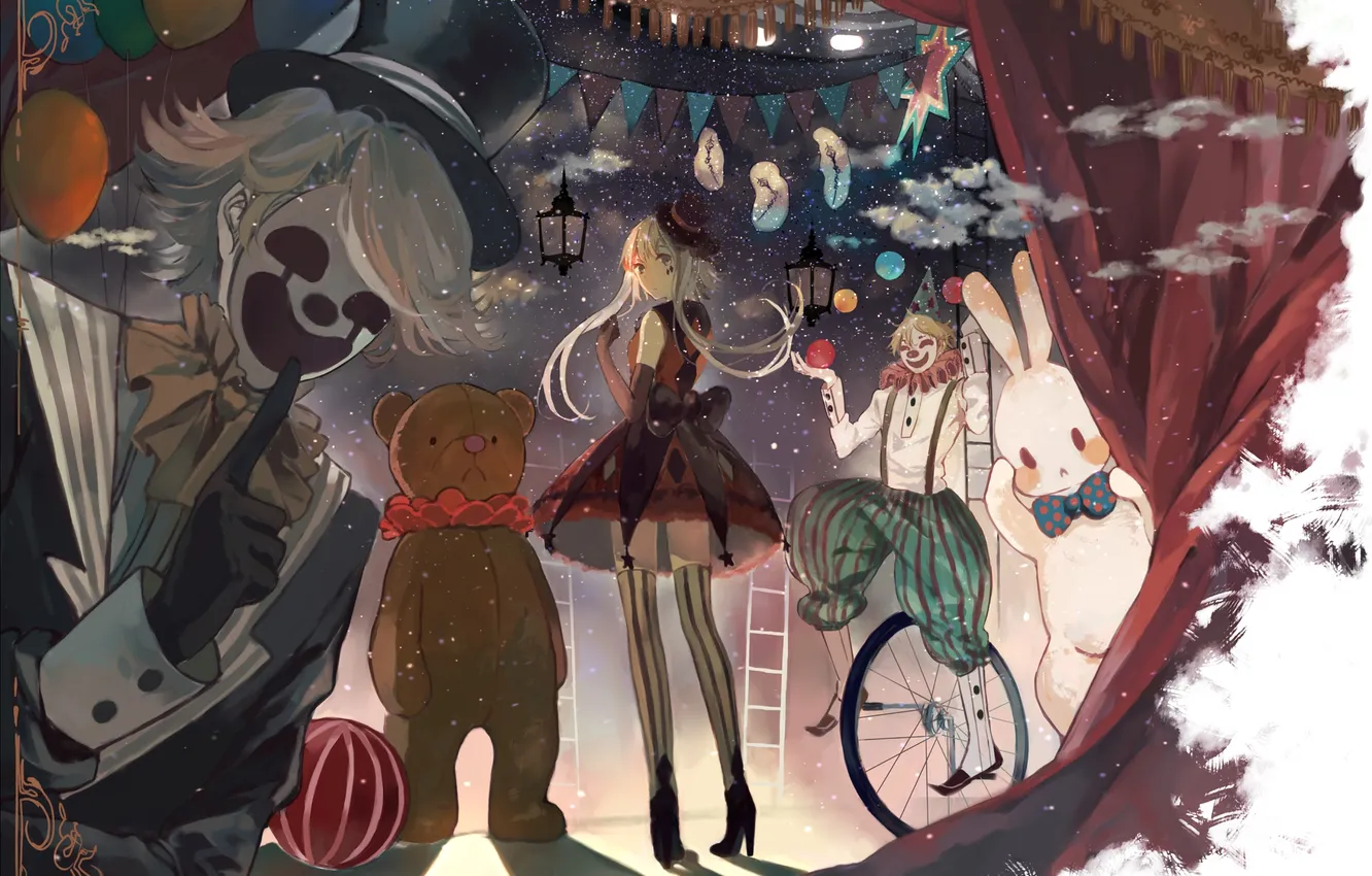 Photo wallpaper girl, toys, anime, circus, art, vocaloid, hatsune miku, bou shaku