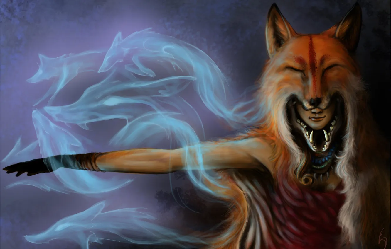 Photo wallpaper fiction, spirit, hands, art, skin, shower, Fox