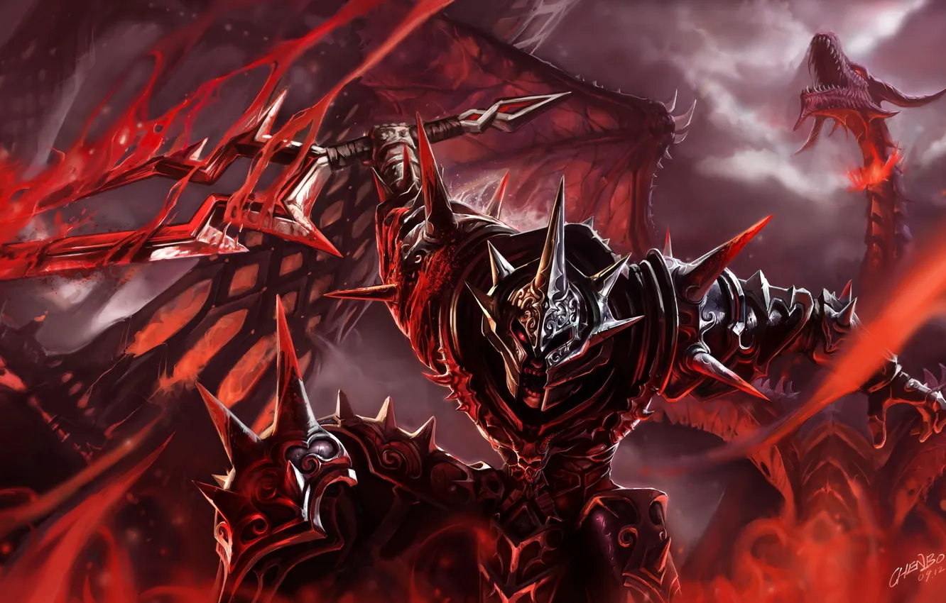 Photo wallpaper blood, dragon, armor, warrior, battle, the battle