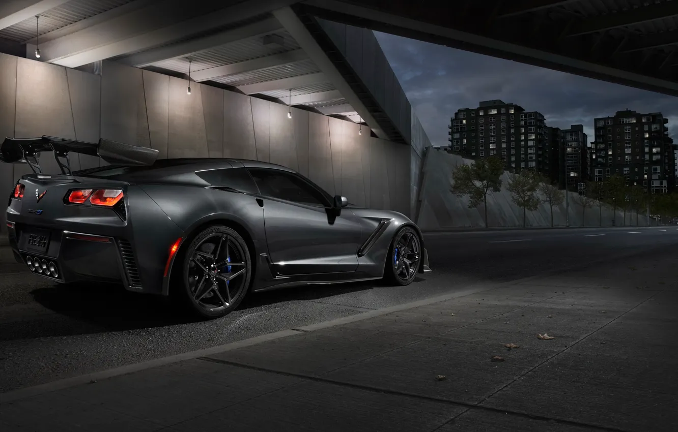 Photo wallpaper Corvette, Chevrolet, ZR1, rear view, 2019