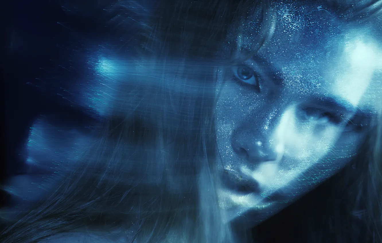 Photo wallpaper space, fantasy, art, portrait of a girl, Comet, sensual abstraction, split