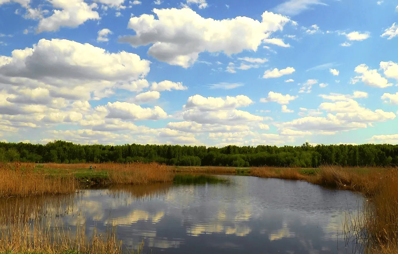 Photo wallpaper clouds, lake, Summer, Siberia