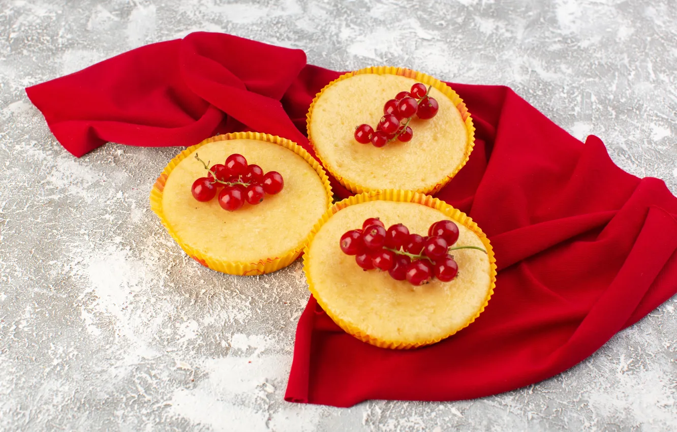 Photo wallpaper red, berries, cookies, fabric, currants