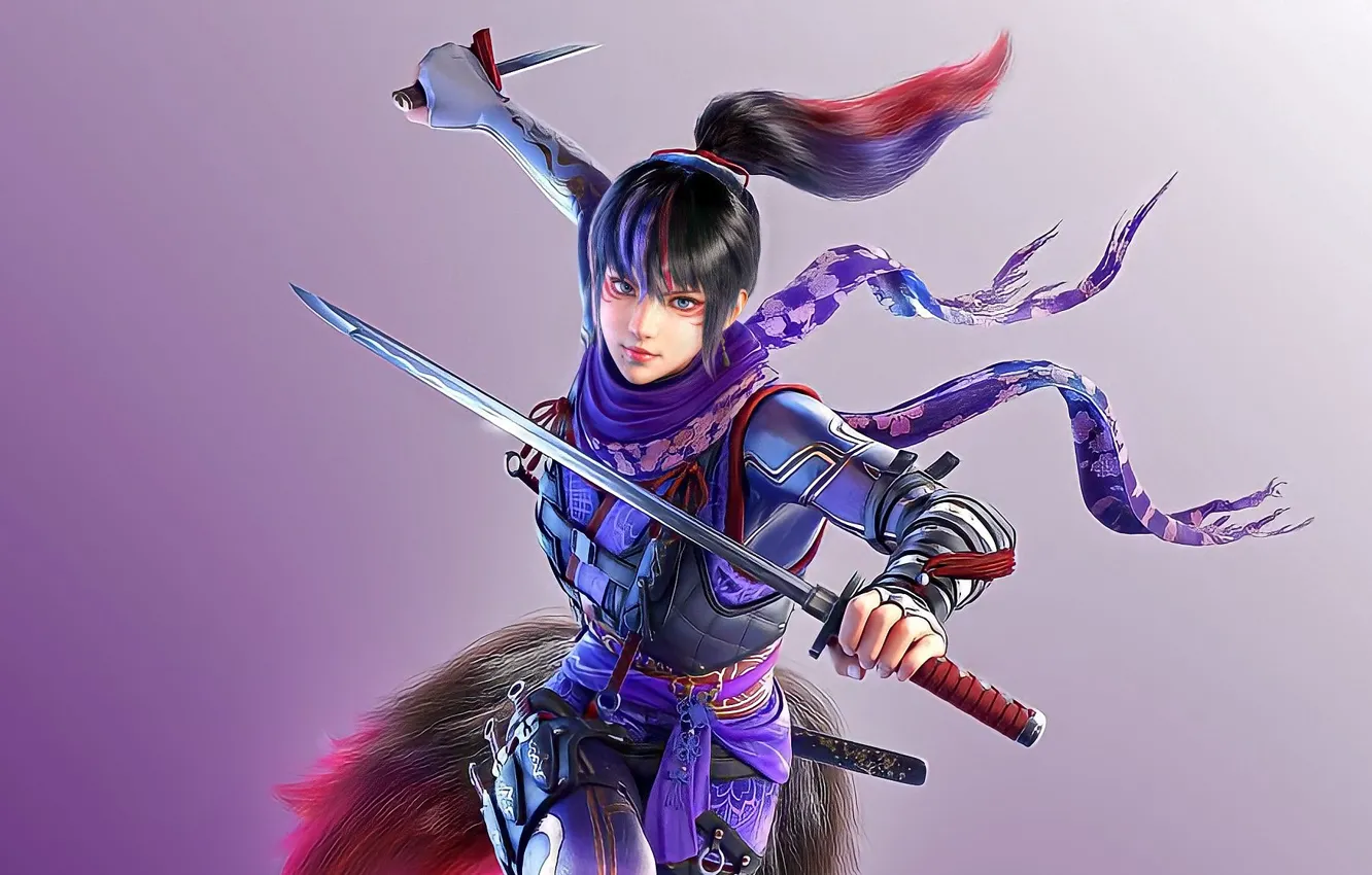 Photo wallpaper girl, sword, fighter, weapon, Tekken, video games, charliehgl, Kunimitsu