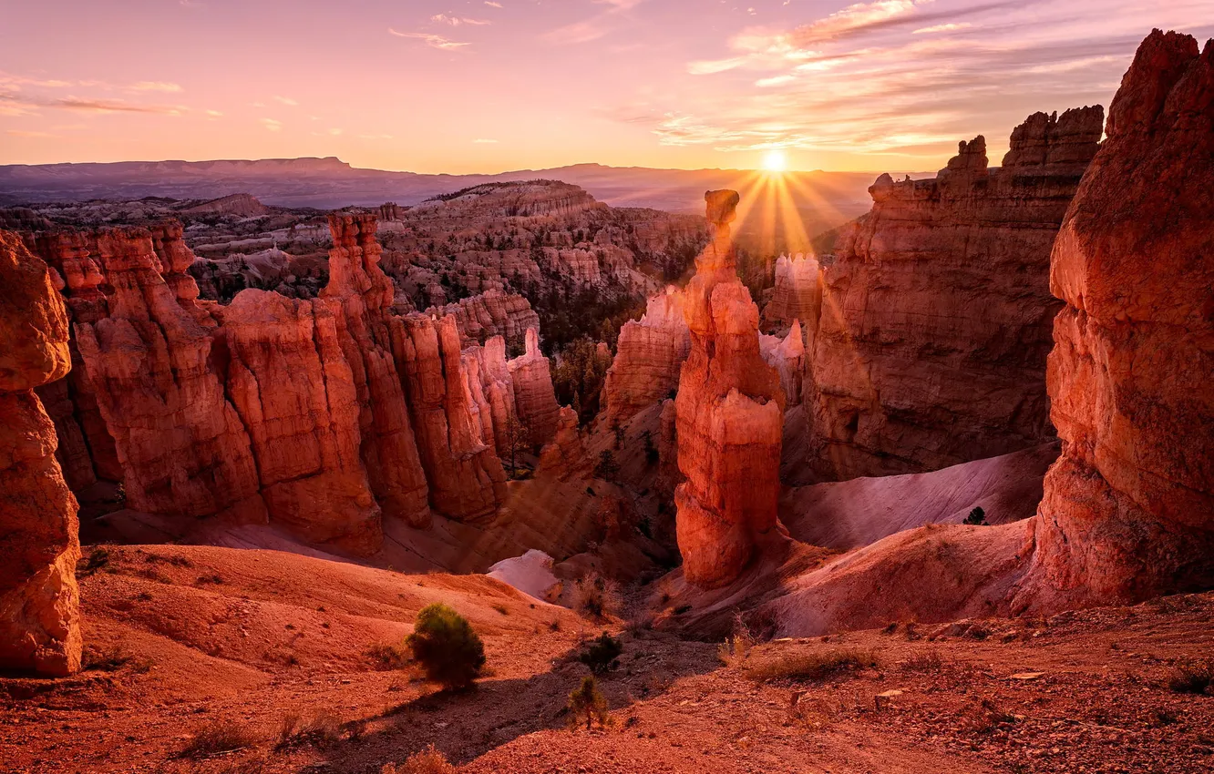 Photo wallpaper sunset, nature, rocks, desert, canyon