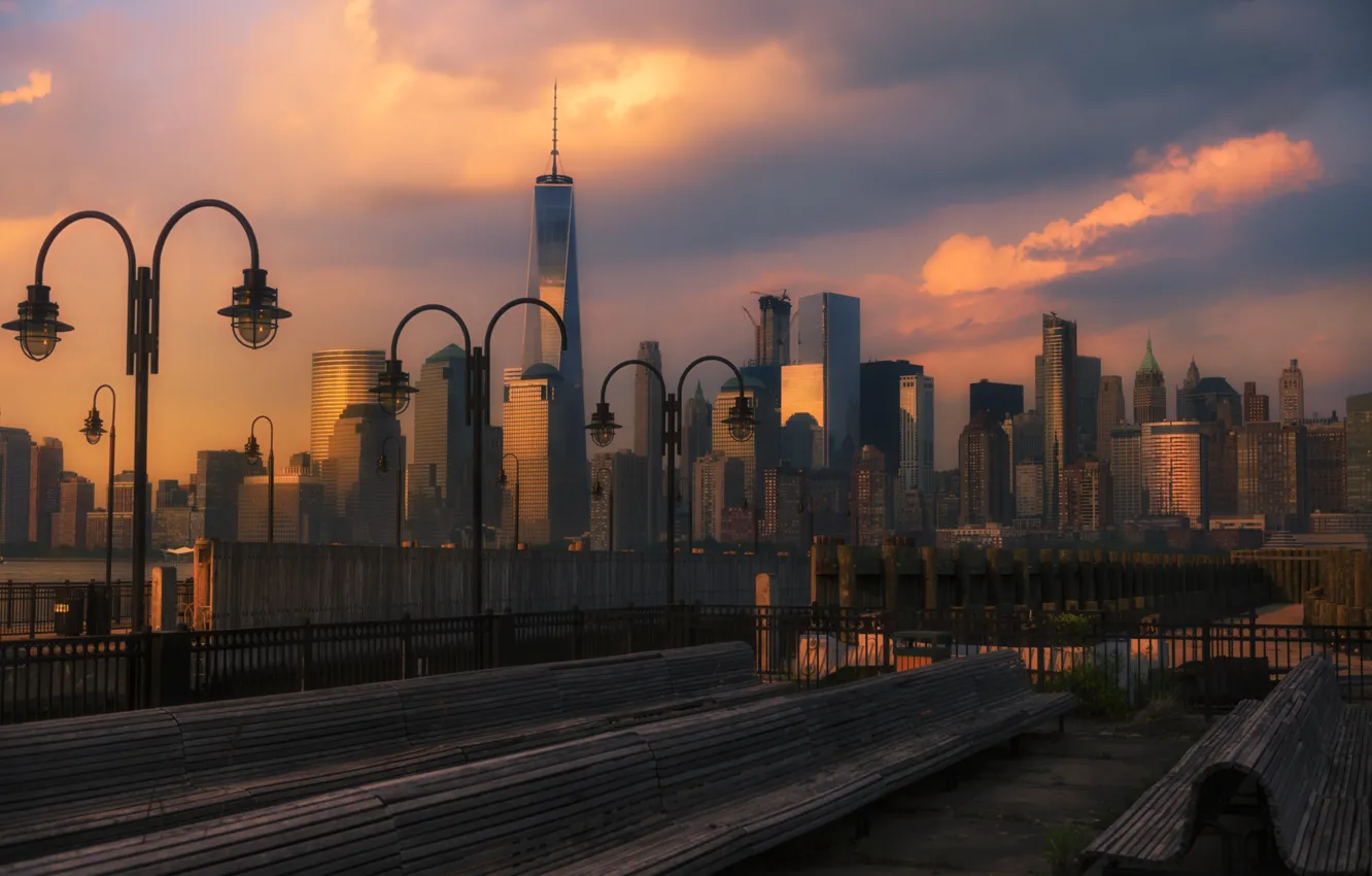 Photo wallpaper the sky, clouds, home, New York