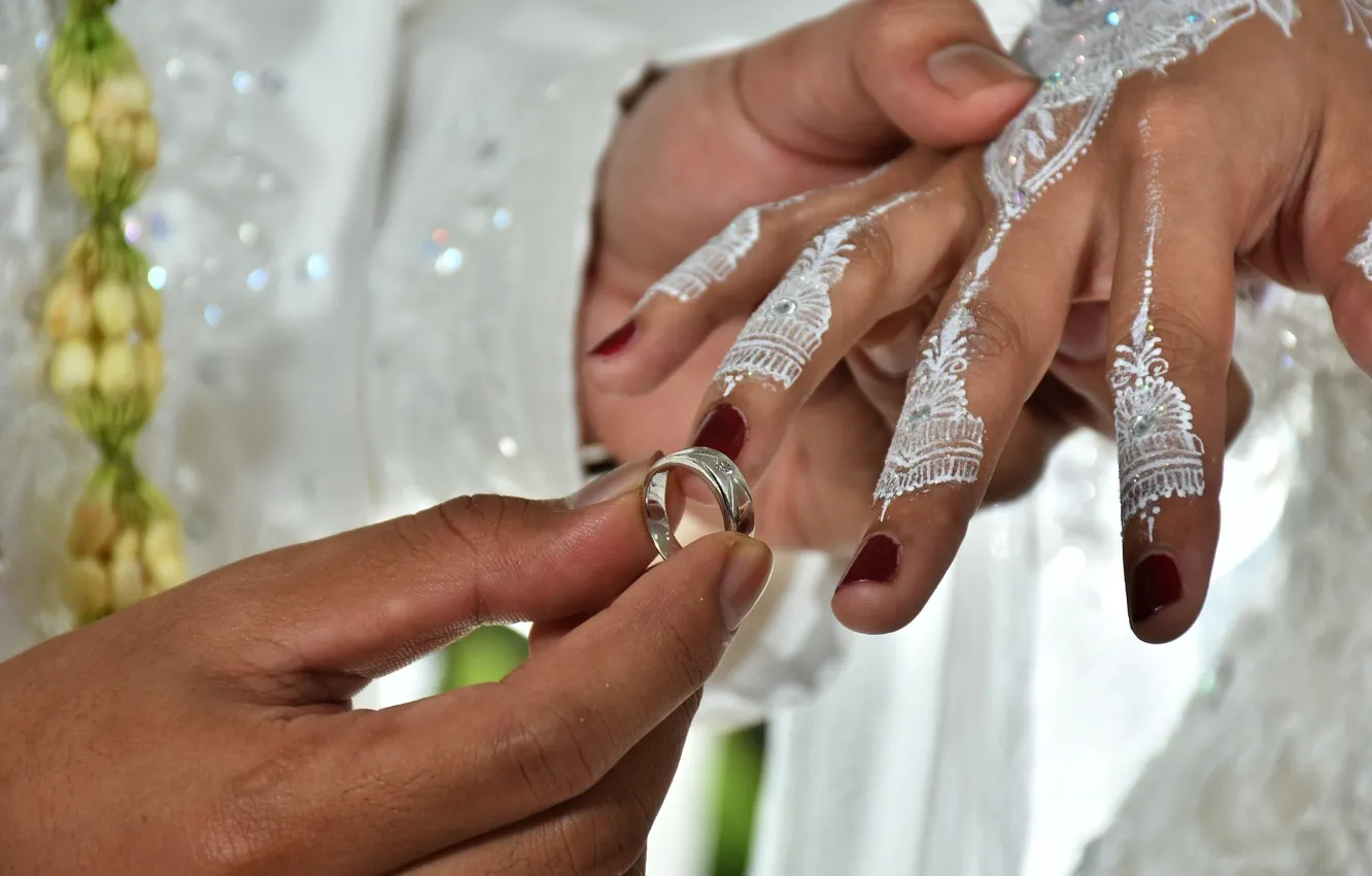 Photo wallpaper hands, ring, wedding