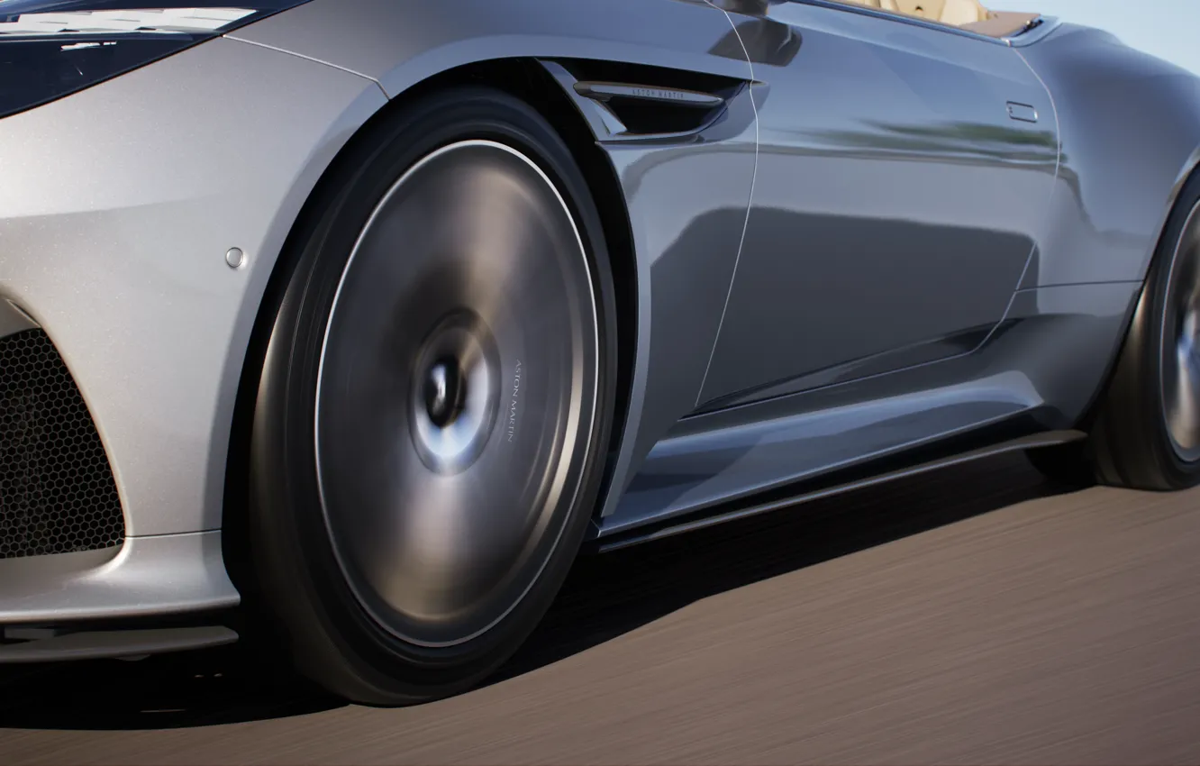 Photo wallpaper Aston Martin, close-up, Motion, Drive, 2023, DB12, Aston Martin DB12 Volante