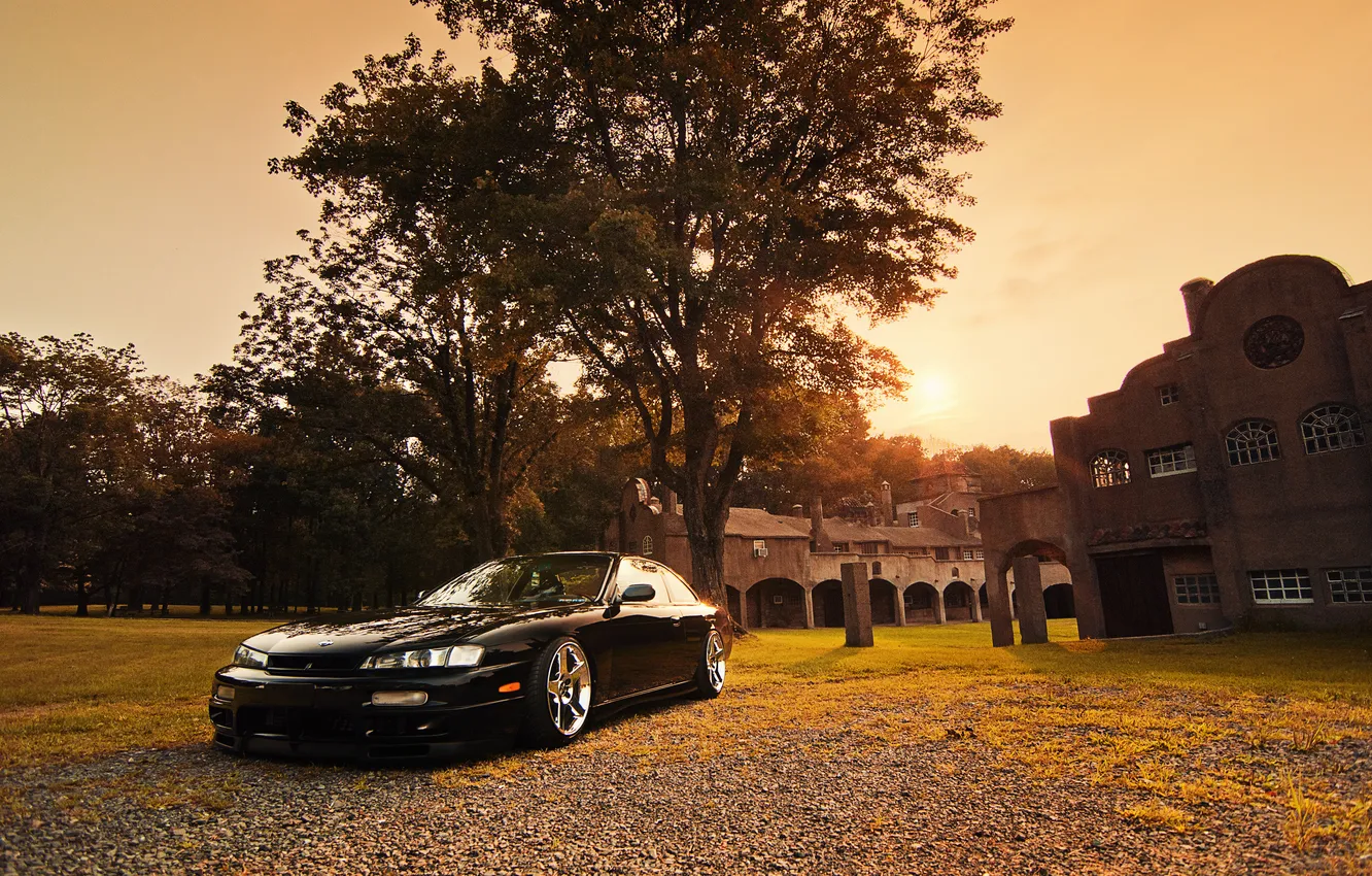 Photo wallpaper photo, yard, Parking, cars, auto, tuning, stop, nissan 240sx