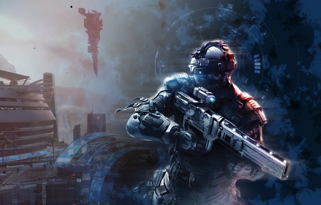 Photo wallpaper building, soldiers, Killzone: Shadow Fall, Shadow Fall