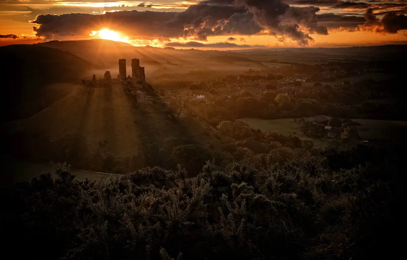 Photo wallpaper light, sunset, shadow