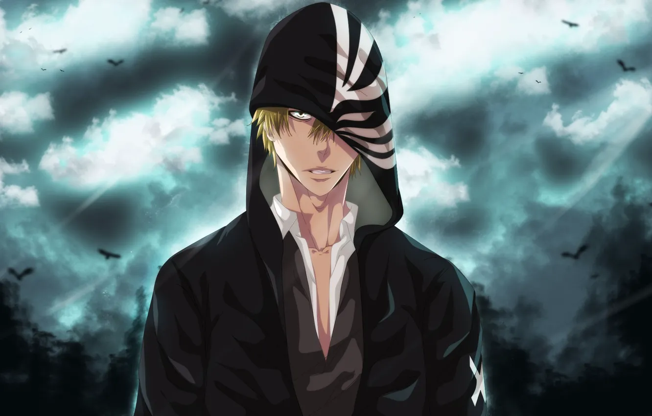 Photo wallpaper anime, art, hood, guy, bleach, Ichigo Kurosaki, Shinigami