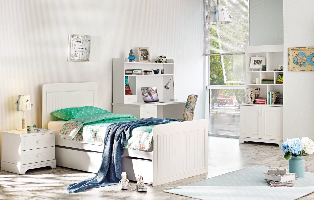 Photo wallpaper style, interior, children's room, the student room