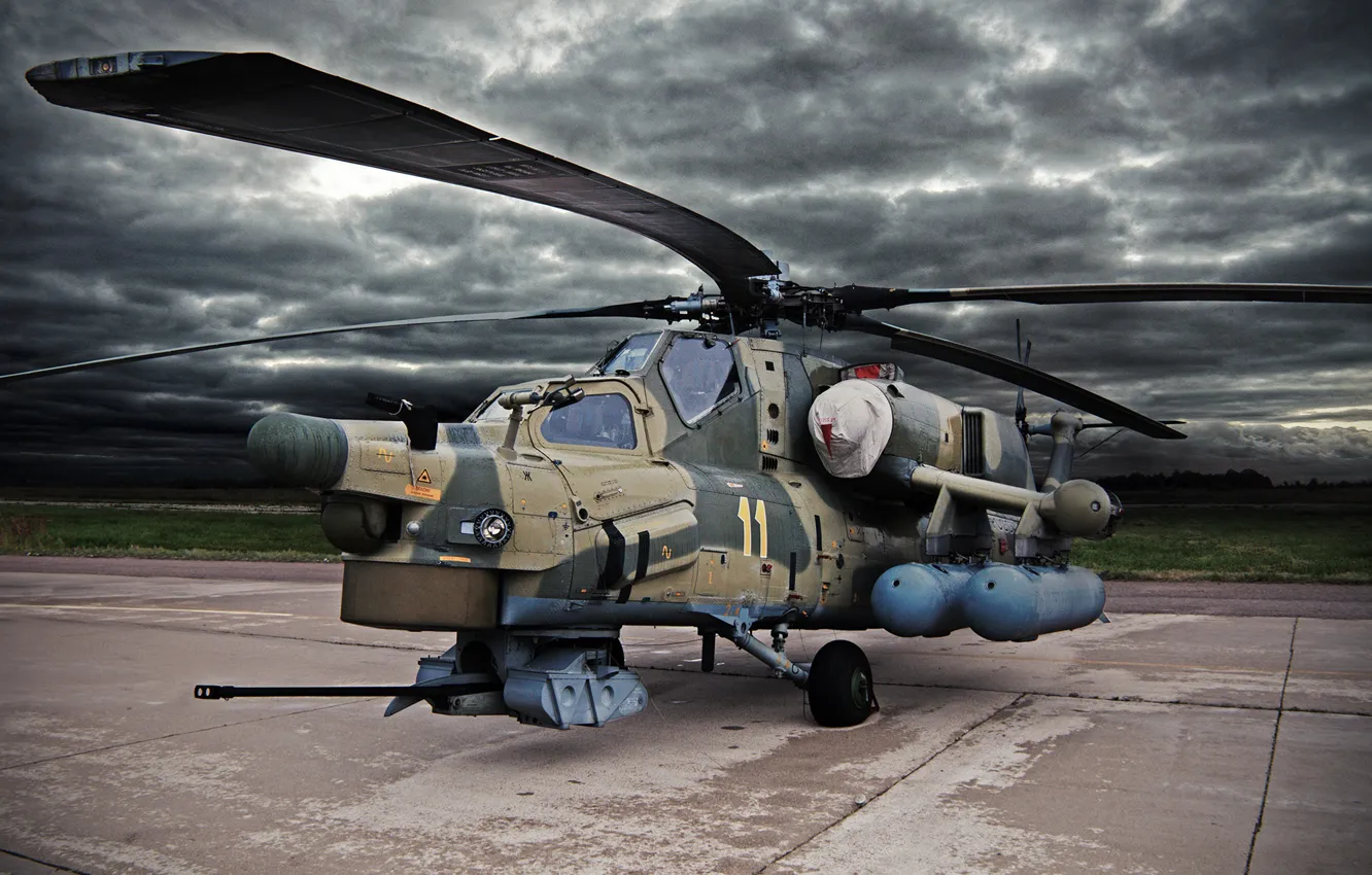 Photo wallpaper Clouds, Helicopter, Army, Russia, Aviation, BBC, Mi-28N, The spoiler