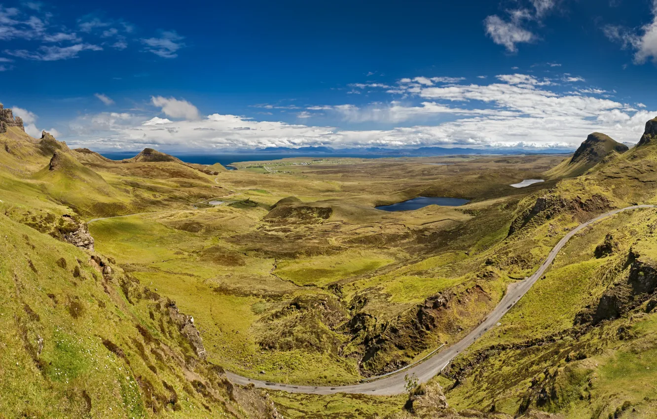 Photo wallpaper road, clouds, mountains, Scotland, Isle of Skye