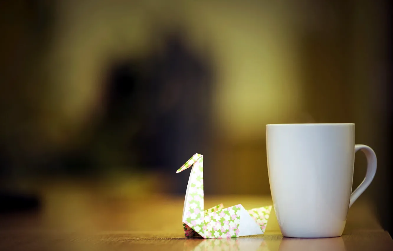 Photo wallpaper macro, Cup, crane