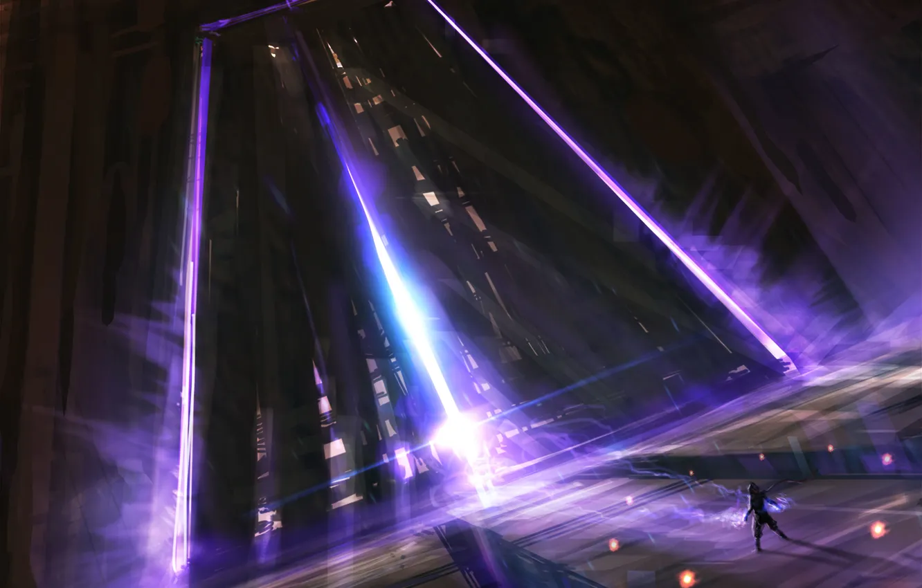 Photo wallpaper light, magic, people, the door, art