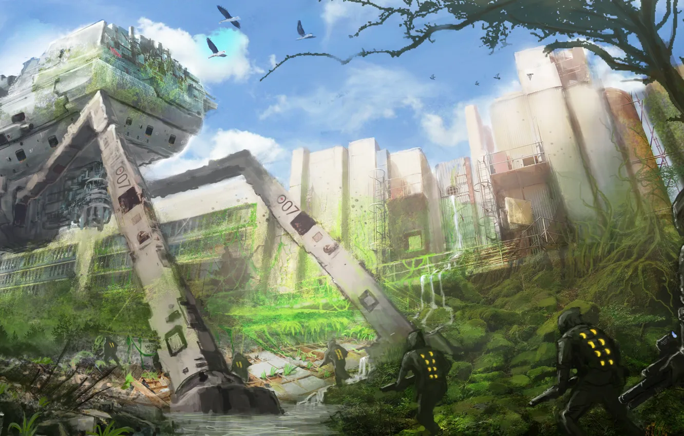 Photo wallpaper people, robot, spider, art