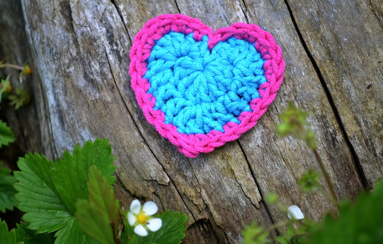 Photo wallpaper heart, hearts, knitting