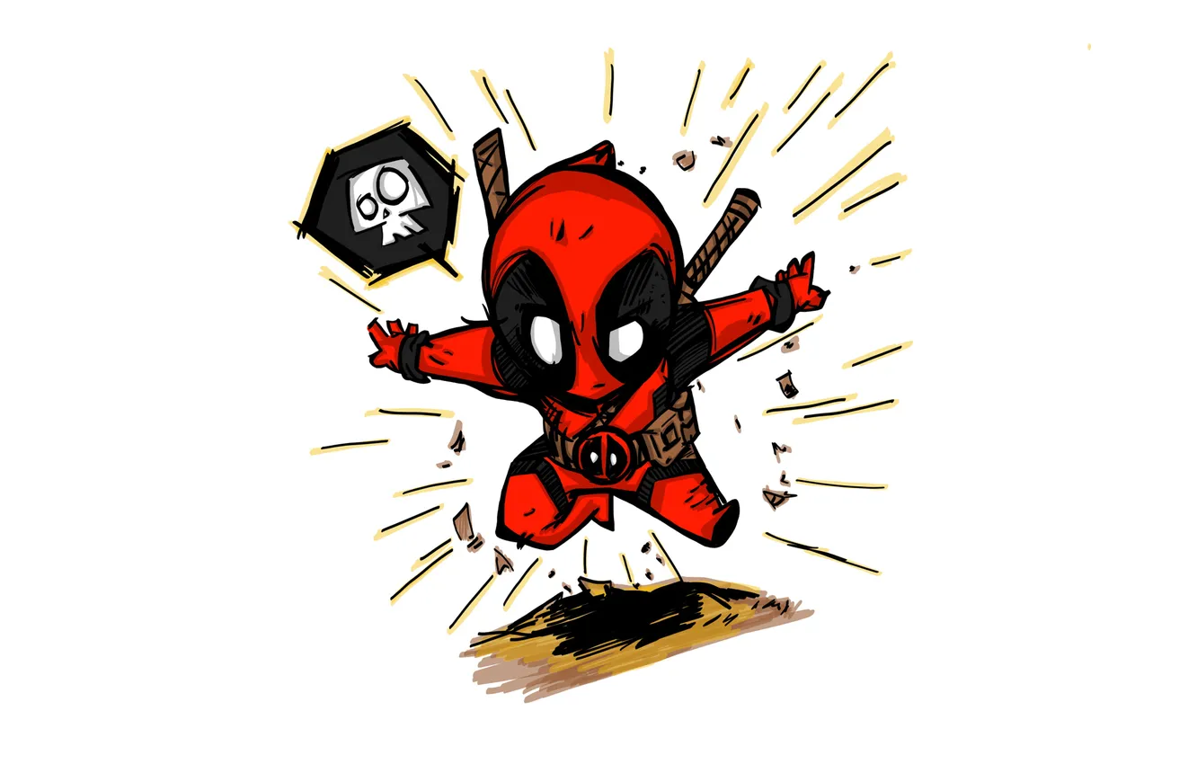 Photo wallpaper skull, katana, mask, costume, strap, Deadpool, Marvel, Deadpool