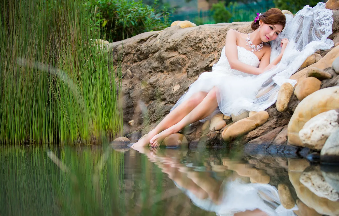 Photo wallpaper girl, Asian, the bride