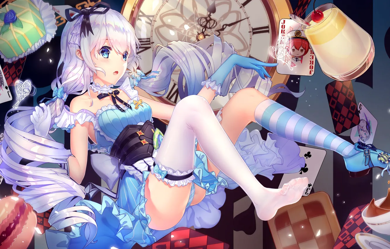 Photo wallpaper girl, map, sweets