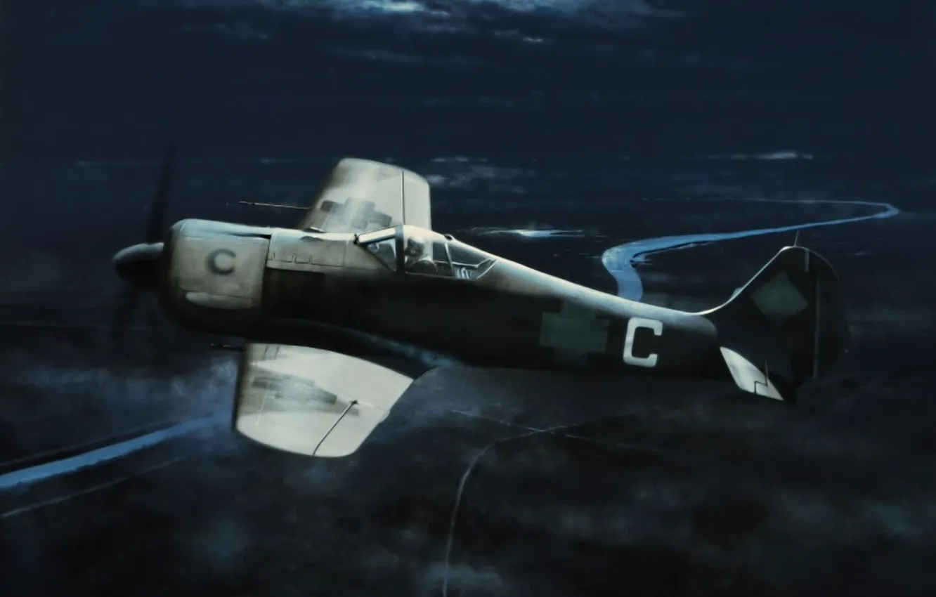 Photo wallpaper art, painting, aviation, Focke-Wulf, Ivan Berryman, Fw190A-5U8