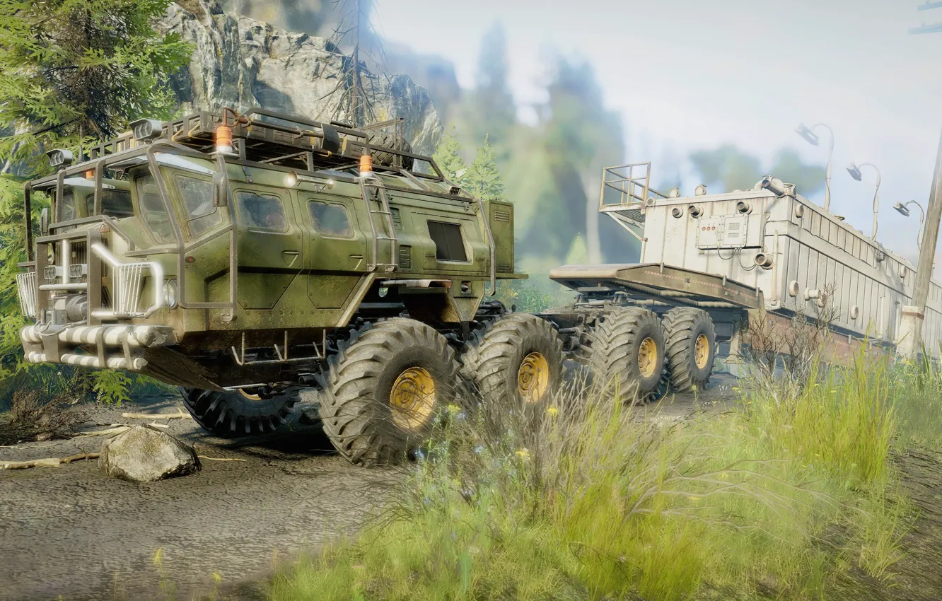 Photo wallpaper HDR, game, tree, truck, UHD, freight, GRAS, XBox One X