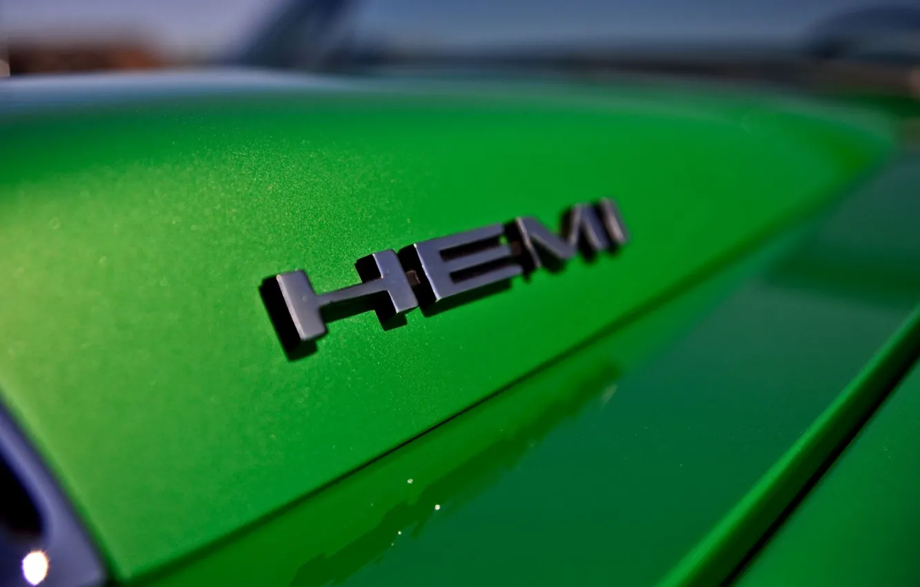 Photo wallpaper Muscle, Cars, Green, Logo, Old, Hemi