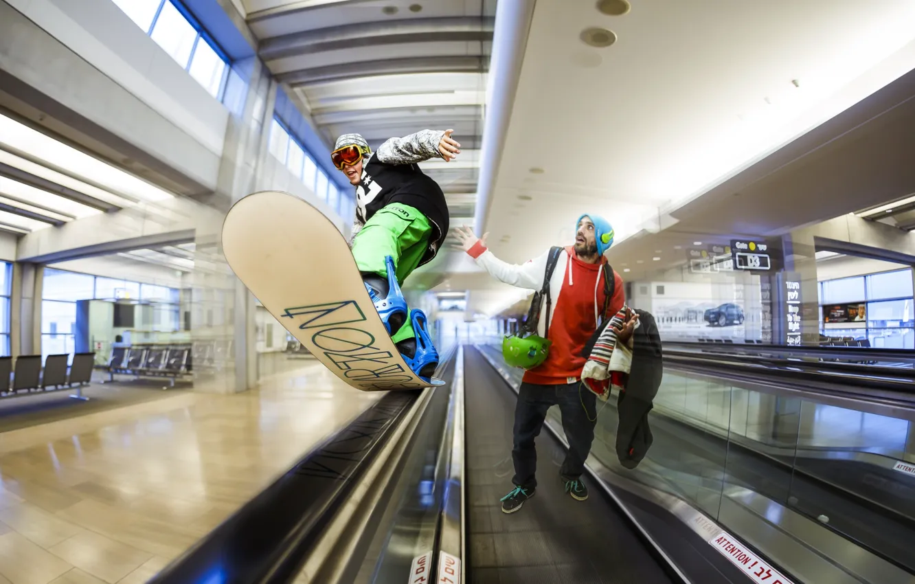 Photo wallpaper snowboard, photoshop, escalator, Israel