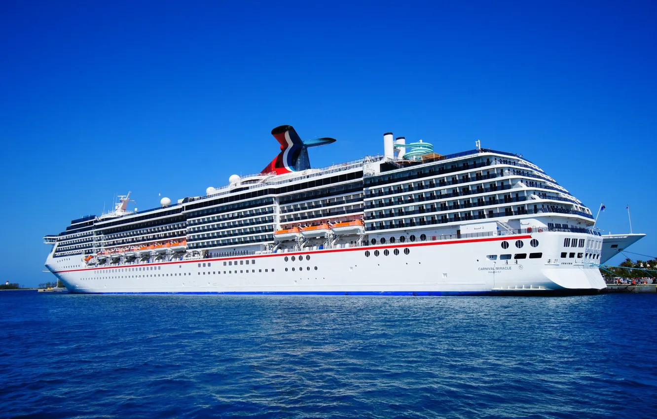 Photo wallpaper ship, liner, blue sky