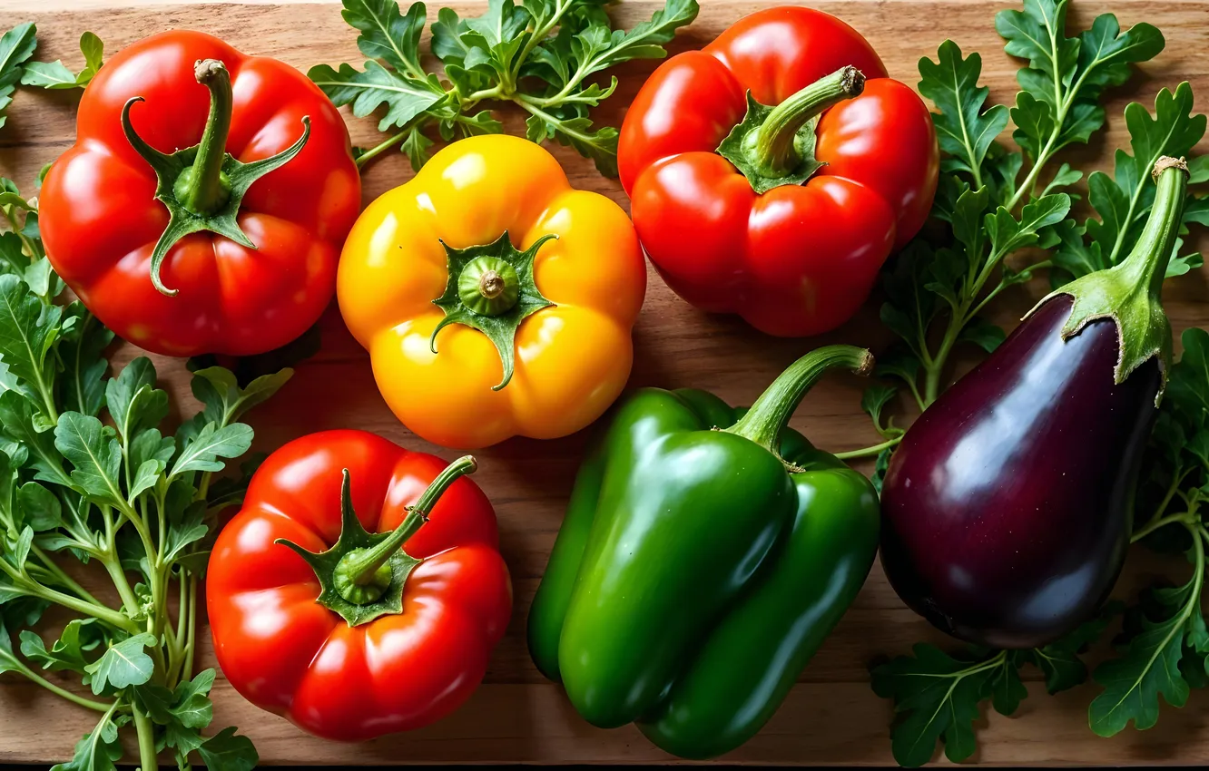 Photo wallpaper eggplant, pepper, vegetables