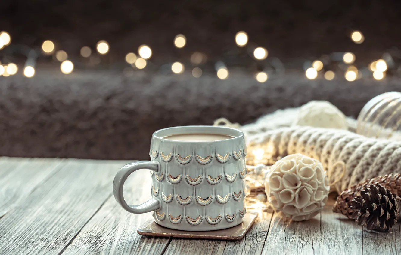Photo wallpaper decoration, balls, Christmas, mug, New year, christmas, vintage, balls