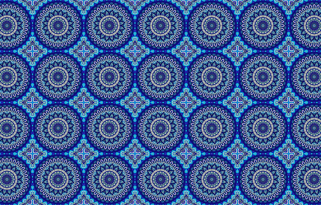 Photo wallpaper circles, blue, pattern, ornament