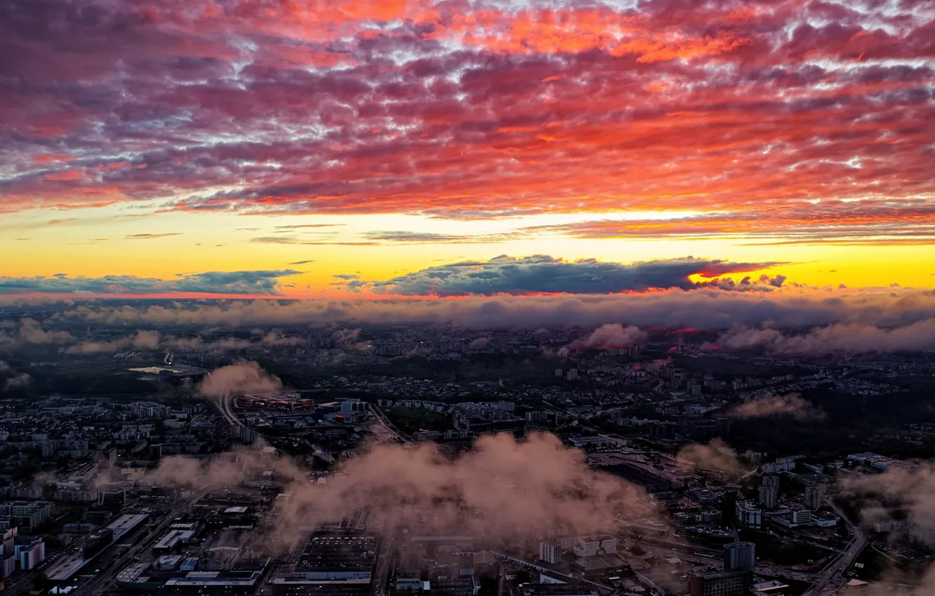 Photo wallpaper Lithuania, Vilnius, sunset