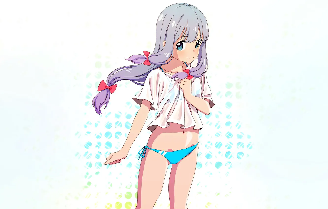 Photo wallpaper girl, sexy, long hair, anime, blue eyes, beautiful, twintails, pretty