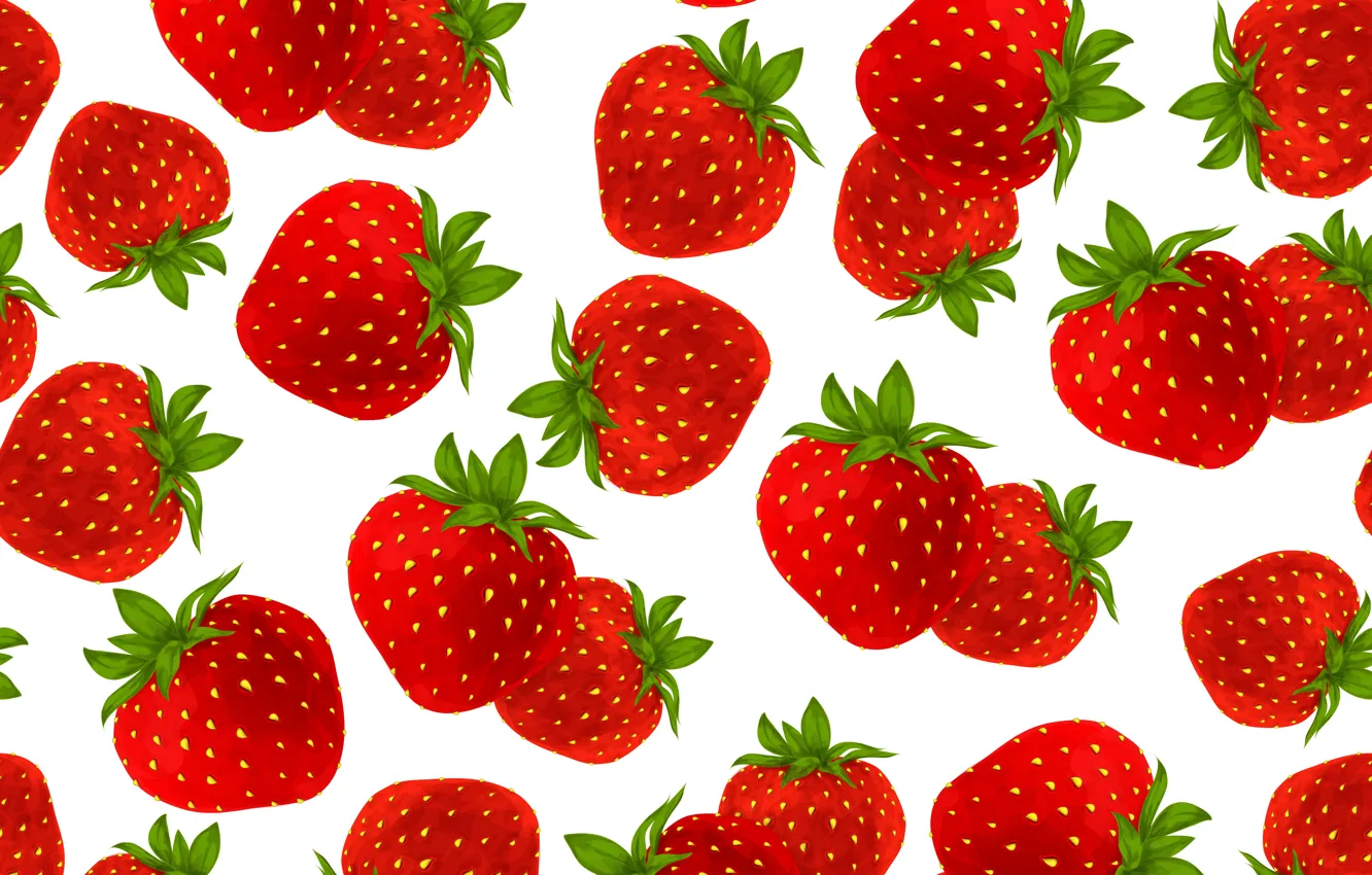 Photo wallpaper white, red, berries, background, strawberry